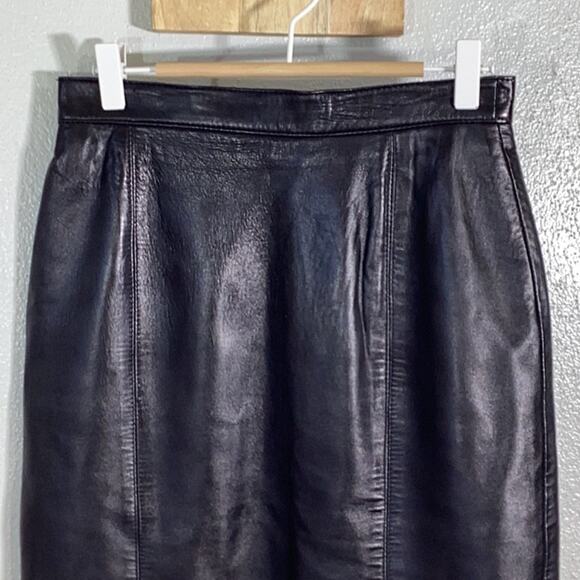 Maxima Bergdorf Goodman Buttery Leather Dark Academia Moto Minimal Skirt Sz 4 - Picture 1 of 11